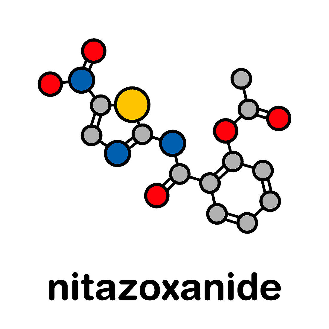 Nitazoxanide antiprotozoal drug, molecular model