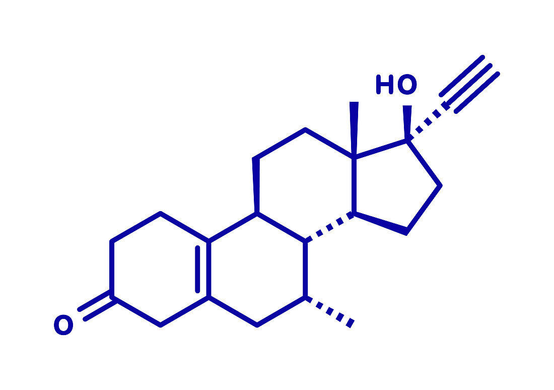 Tibolone endometriosis drug, molecular model
