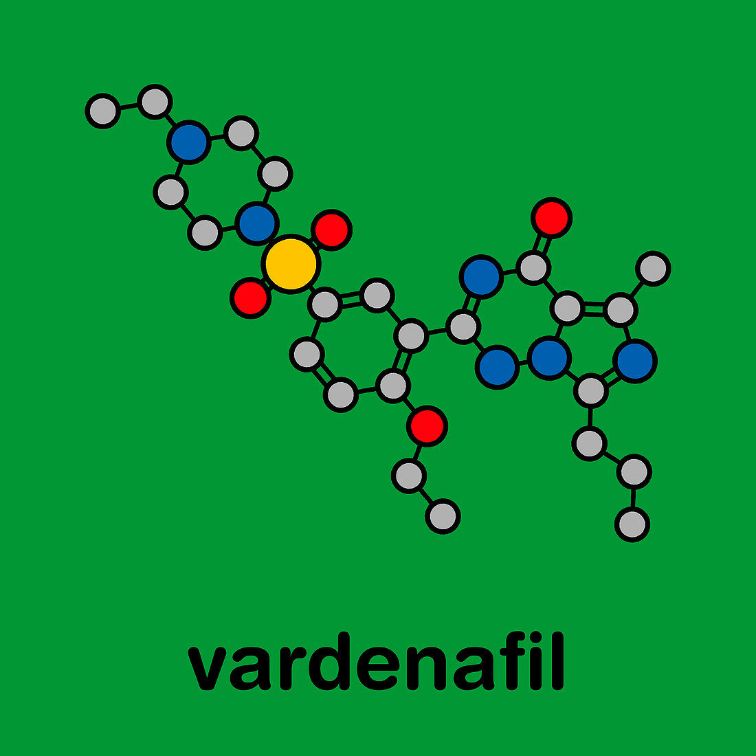 Vardenafil erectile dysfunction drug, molecular model