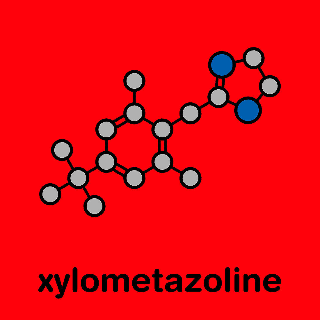 Xylometazoline nasal decongestant, molecular model