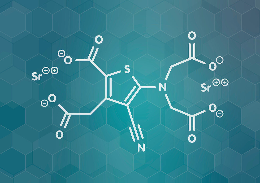 Strontium ranelate osteoporosis drug, molecular model