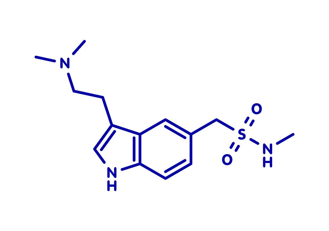 Sumatriptan migraine drug, molecular model