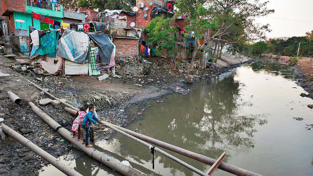 Slum in New Delhi, India