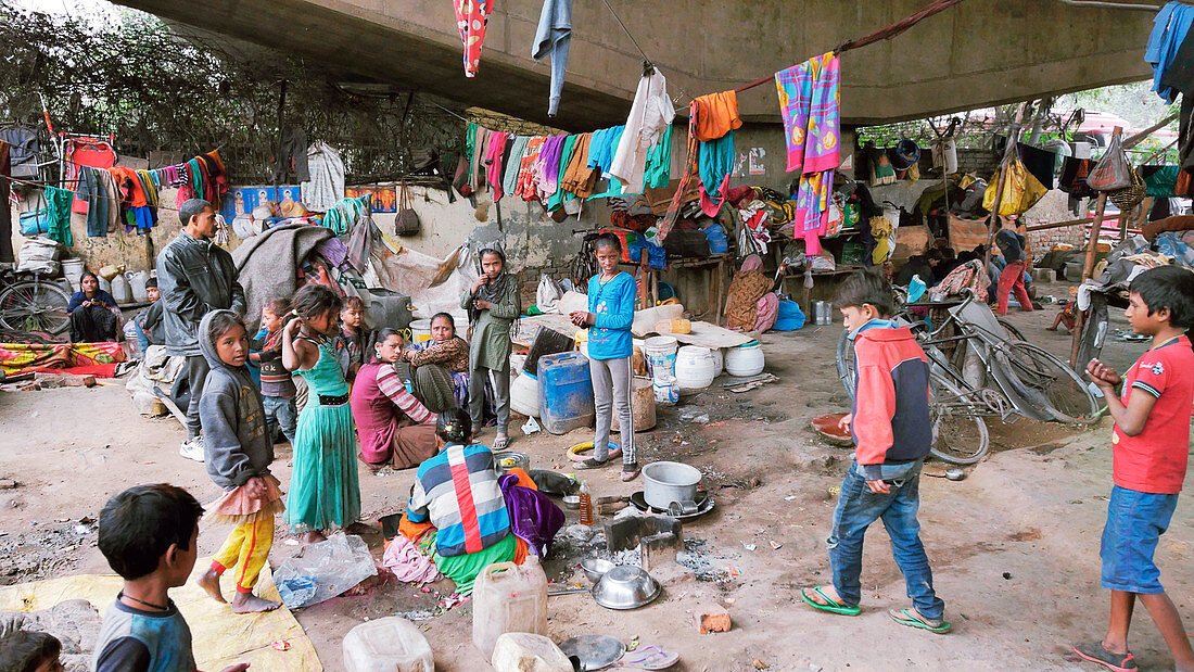 Slum in New Delhi, India