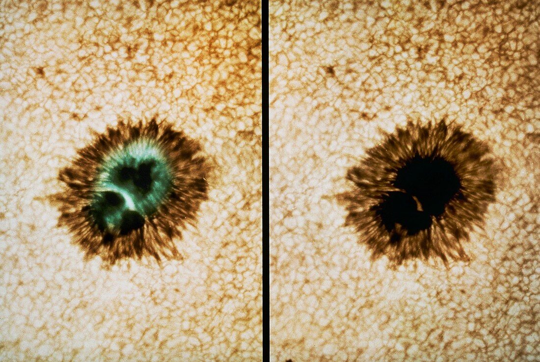 Sunspot imaged with different exposures