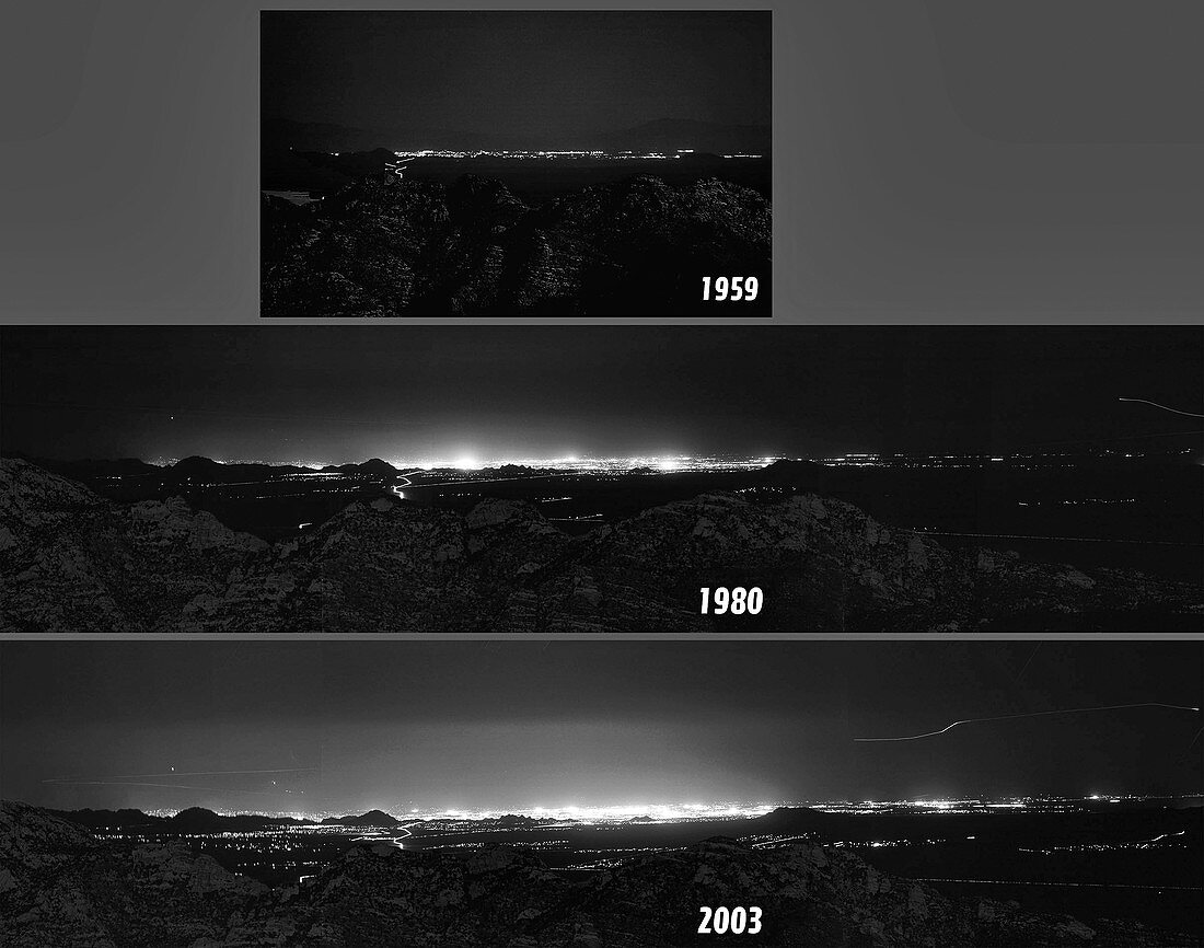 Evolution of Tucson city lights, 1959 to 2003