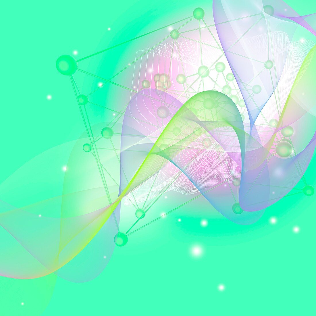 Abstract colours against green, illustration
