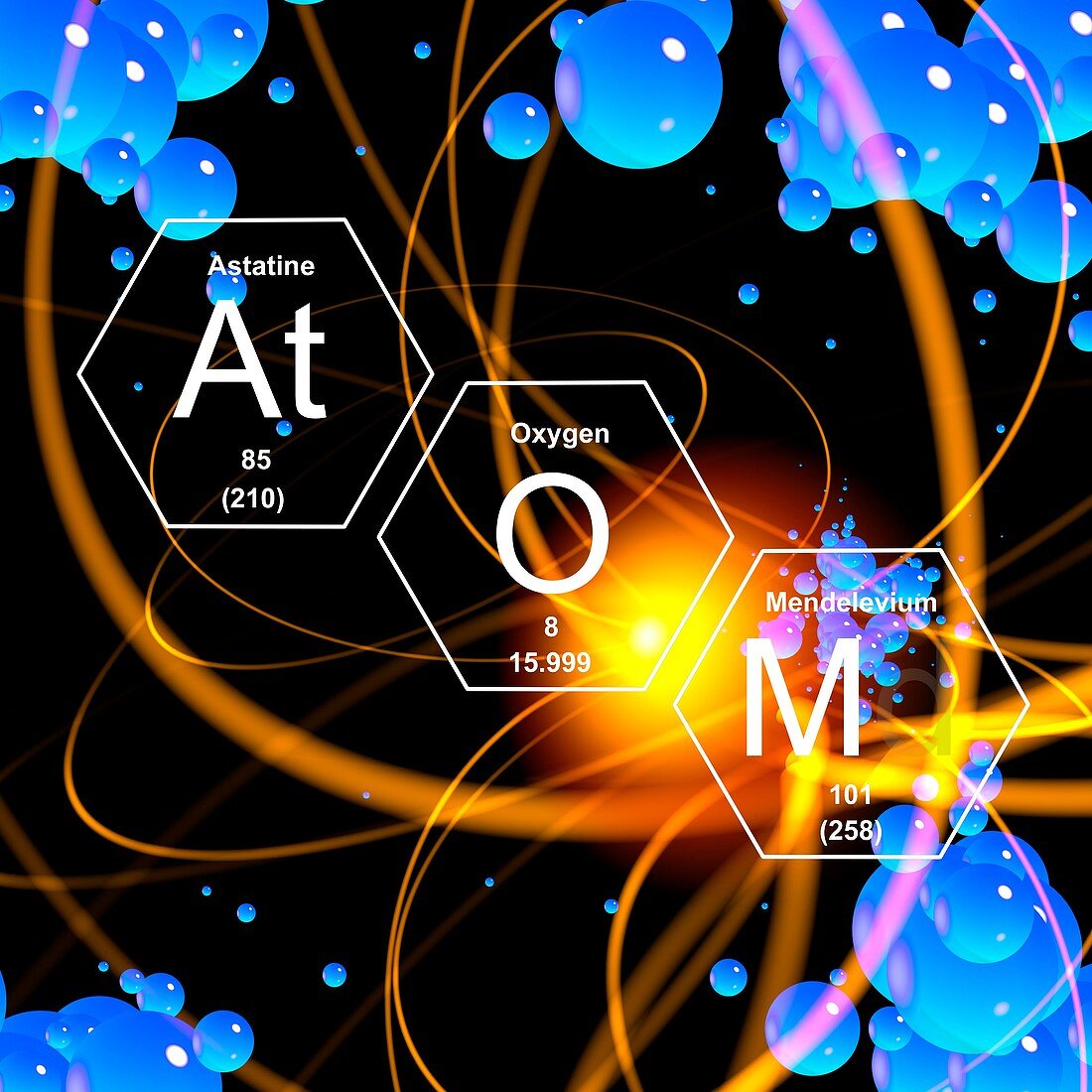 Chemical elements atom, illustration