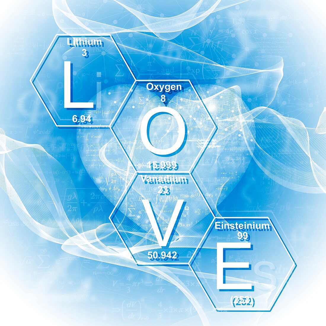 Chemical elements love, illustration