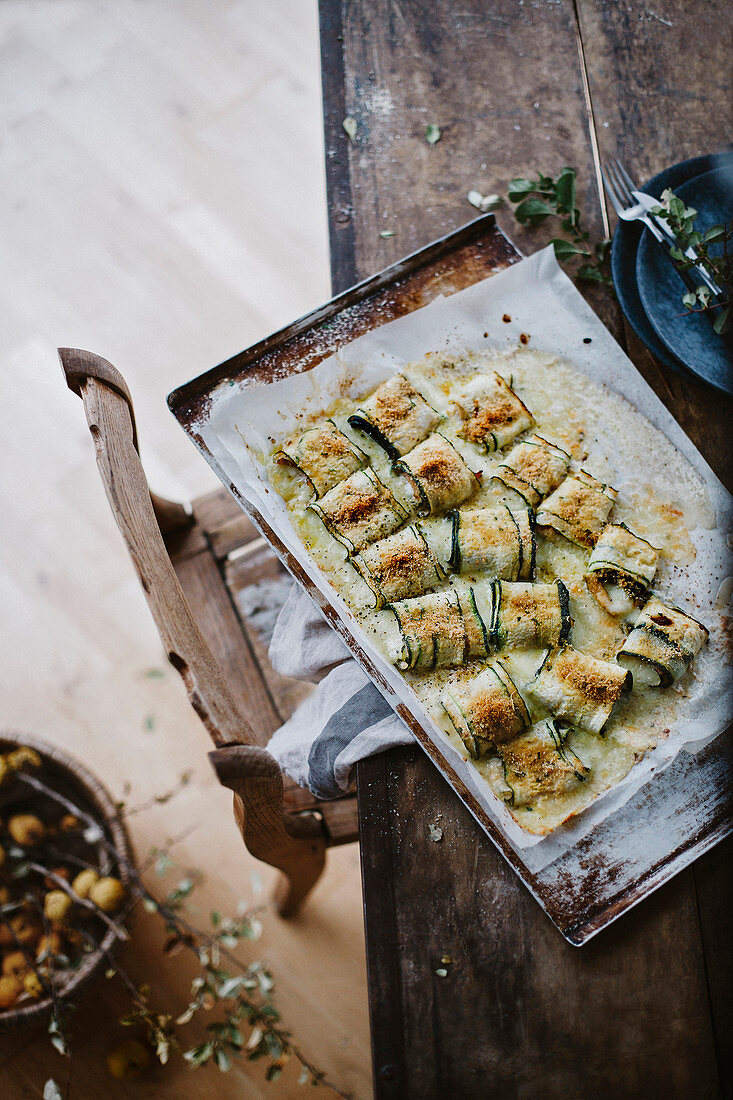 Baked breaded zucchini Roll-ups