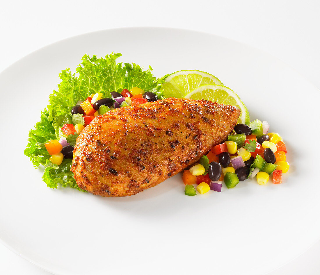 Chicken breast with southwest spices bean salad