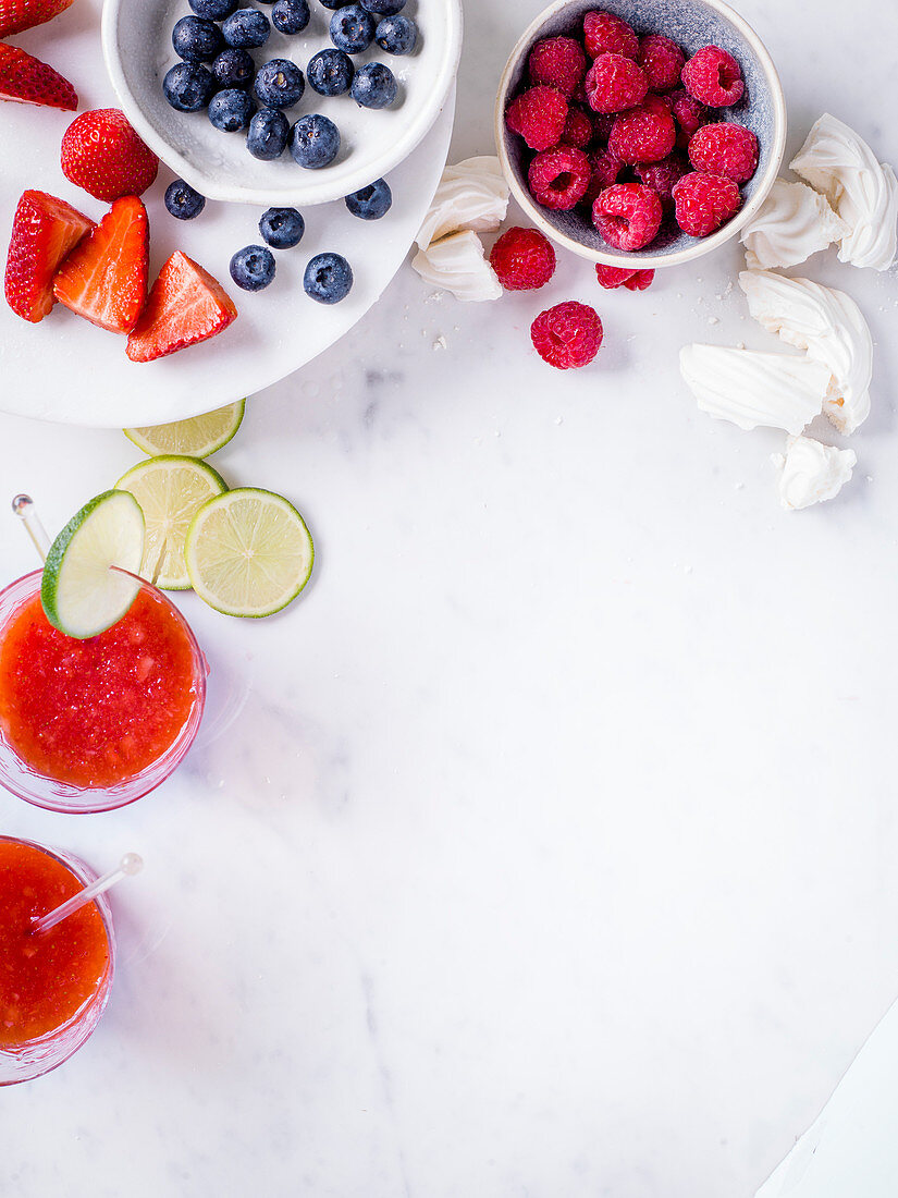 Summer berries and berry slushie