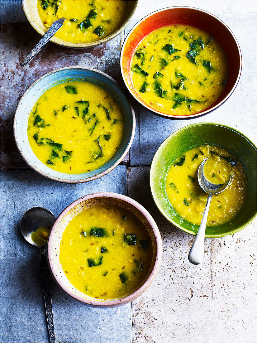 Indian sweetcorn and spinach shorba