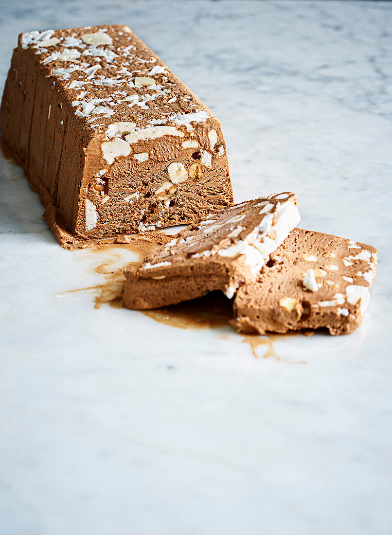 Chocolate and hazelnut meringue semifreddo