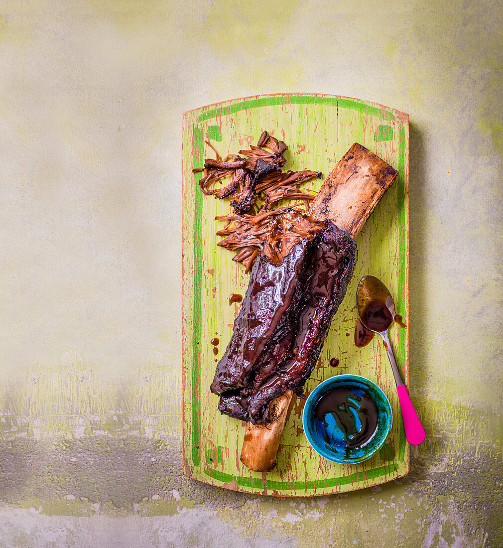 Oak-smoked beef rib with BBQ sauce