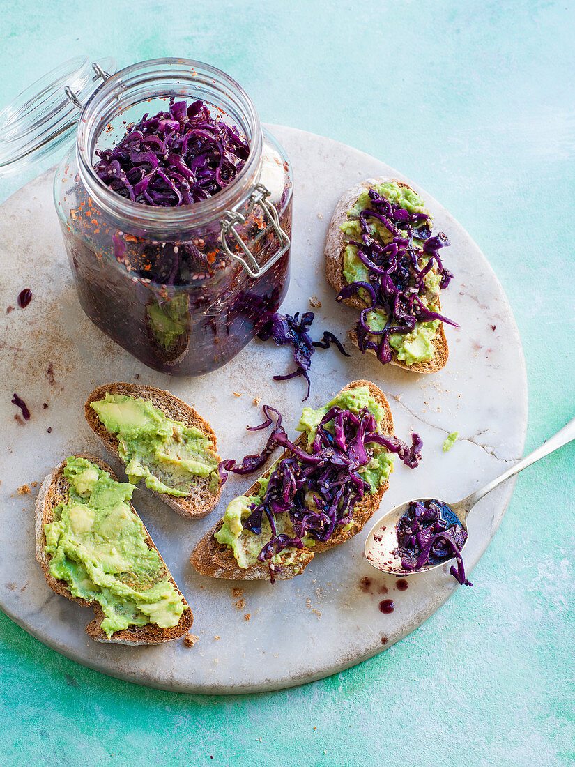 Lacto-fermented red cabbage kimchi