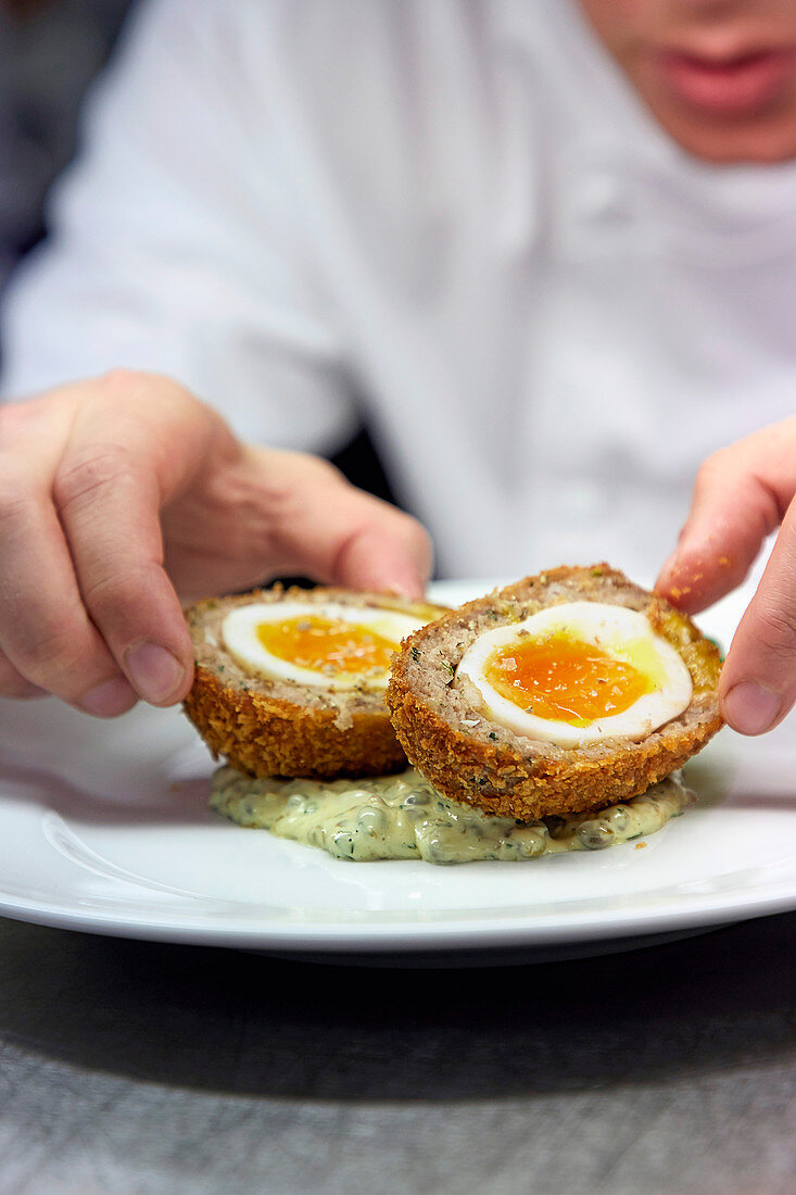 Preparing Scotch egg