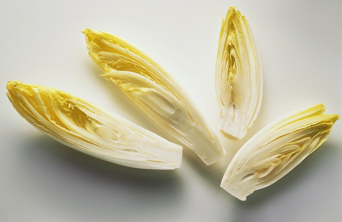 Two Belgian Endives Cut in Half