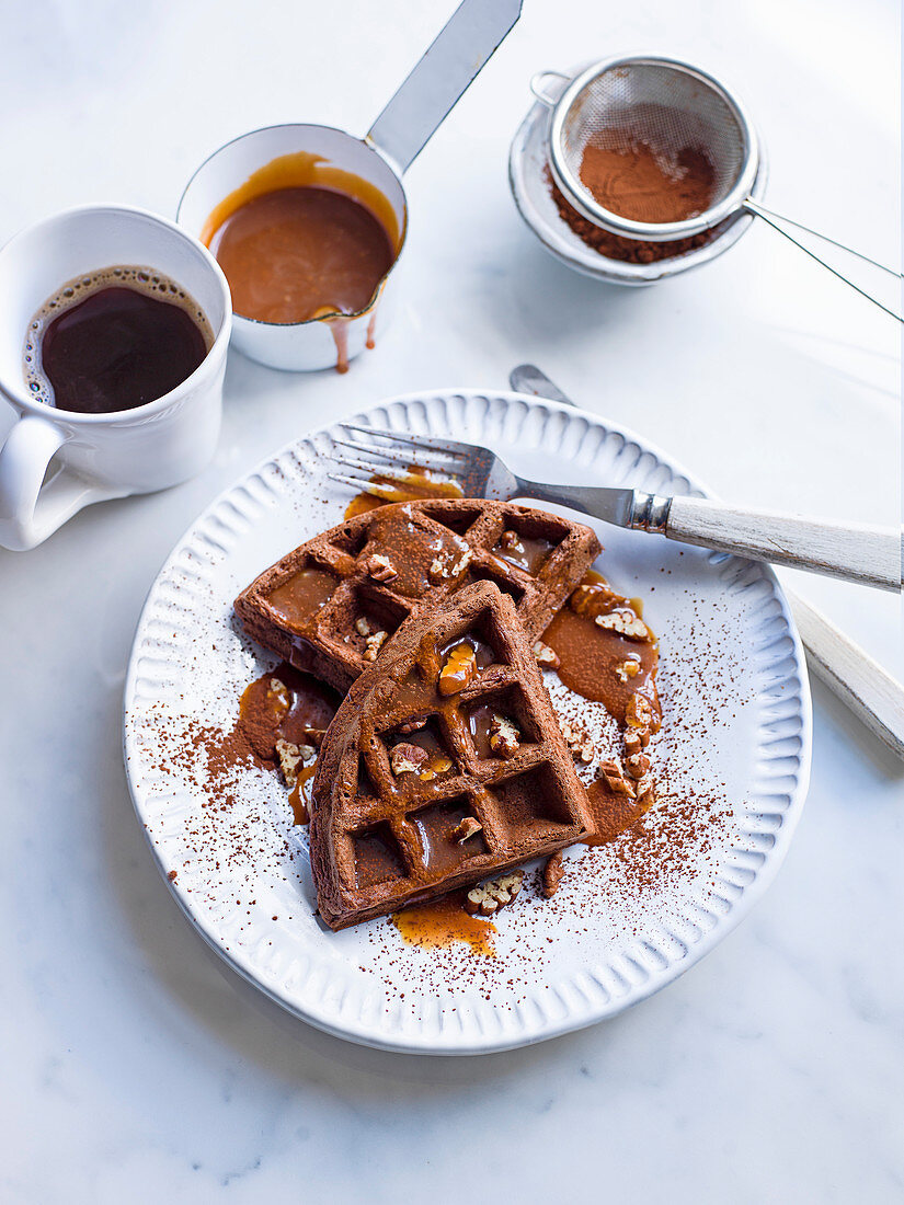 Whiskey and rye waffles with chocolate