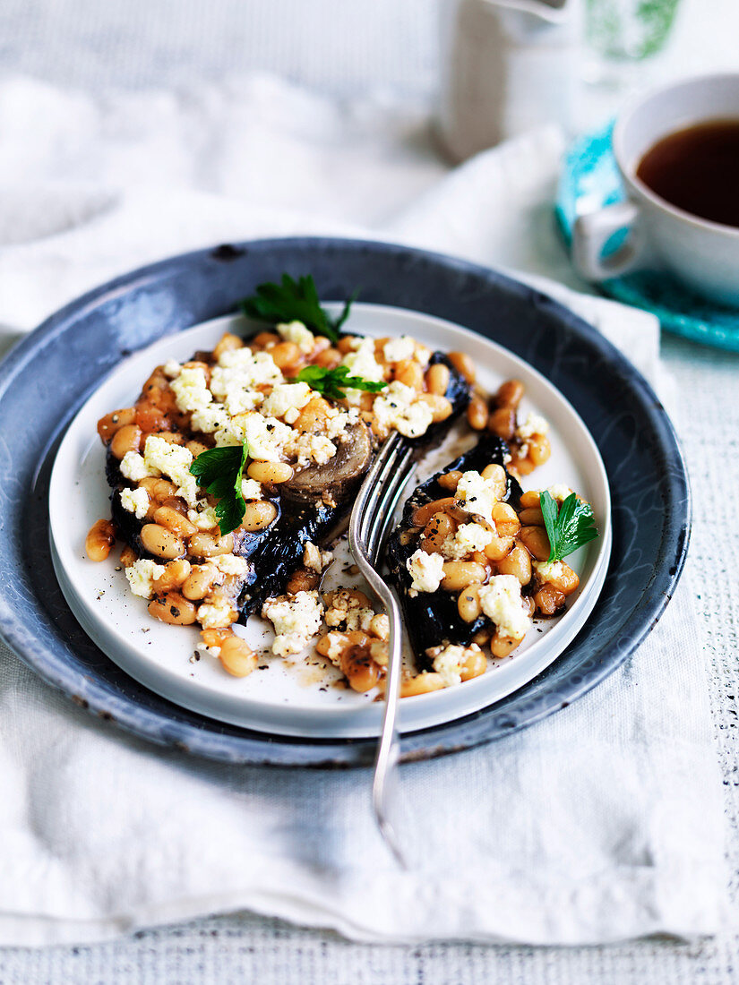 Baked Beans and Ricotta-stuffed Mushroom