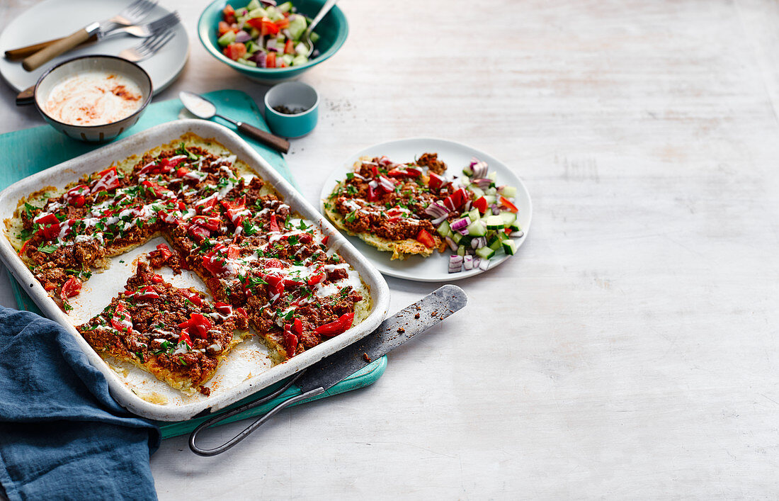 Turkish style lamb flatbread with minced meat