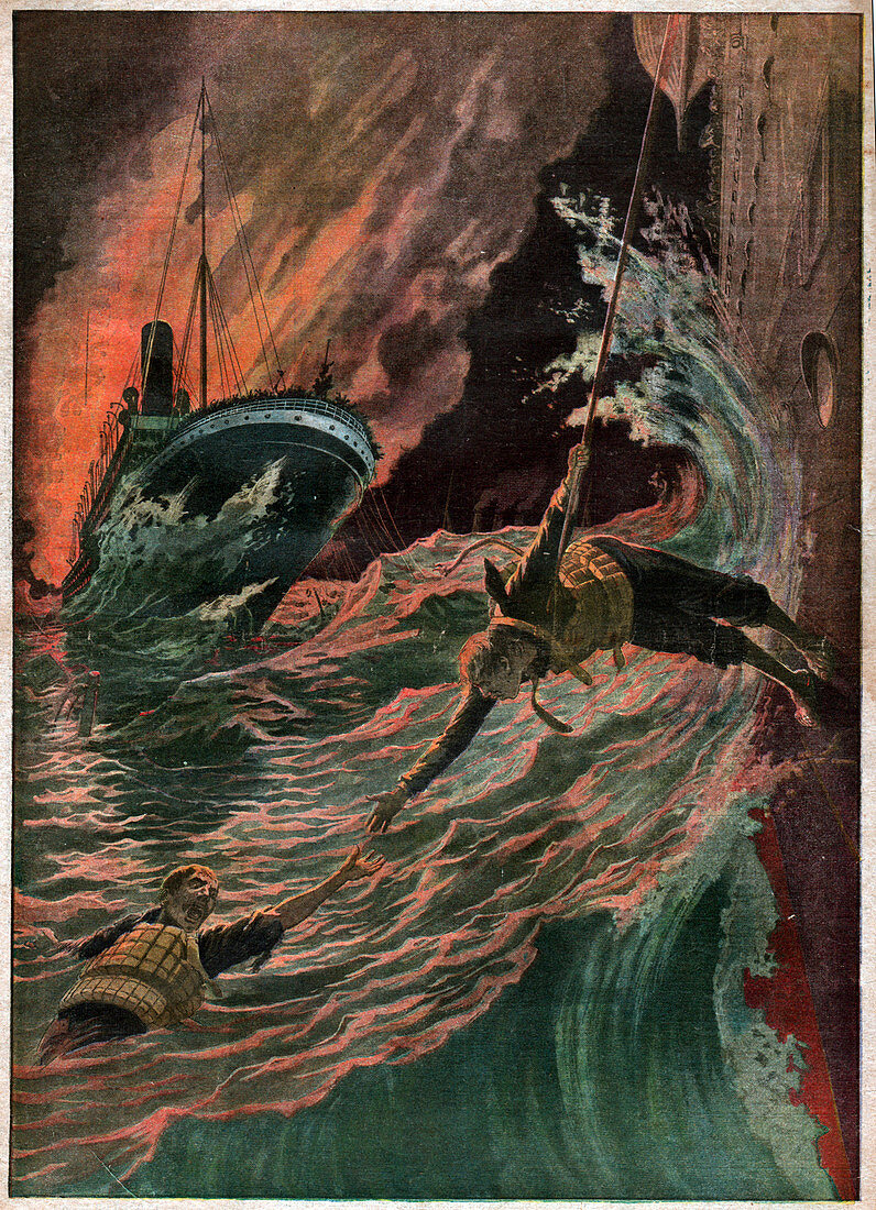Shipwreck of the SS Volturno, illustration