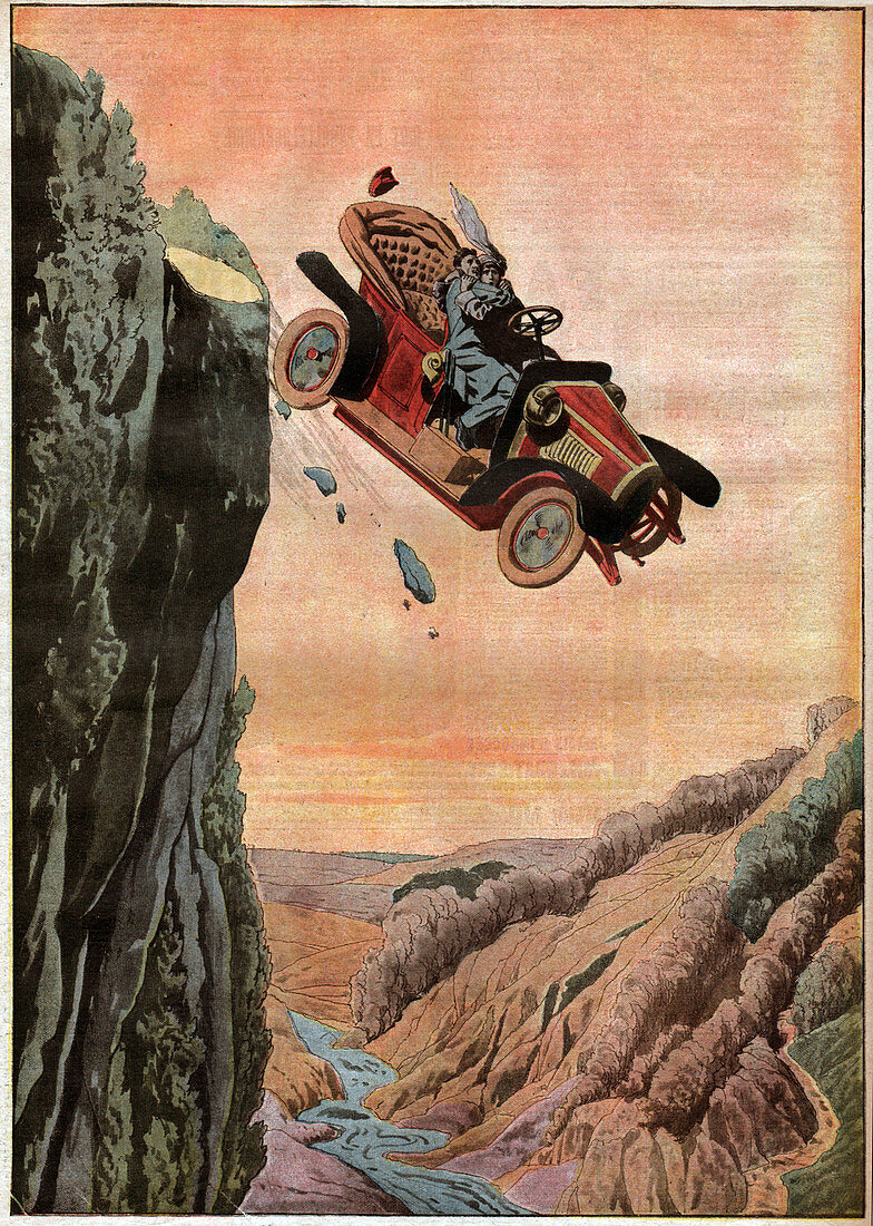 Suicide in a car, illustration