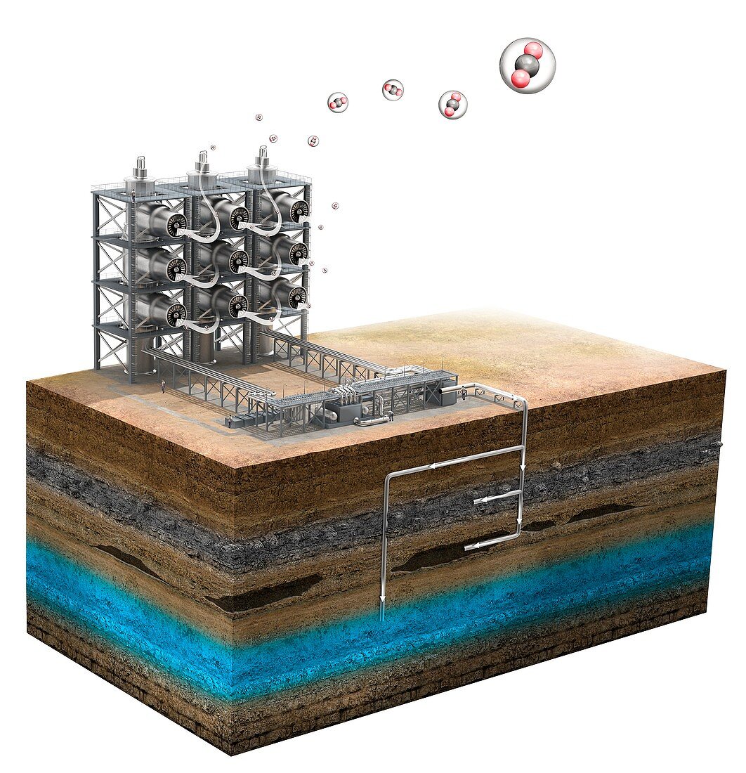Carbon capture technology, illustration