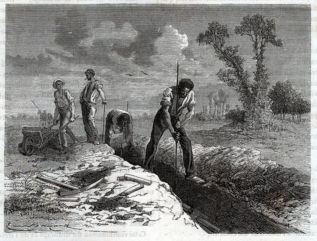 Drainage in the fields, illustration