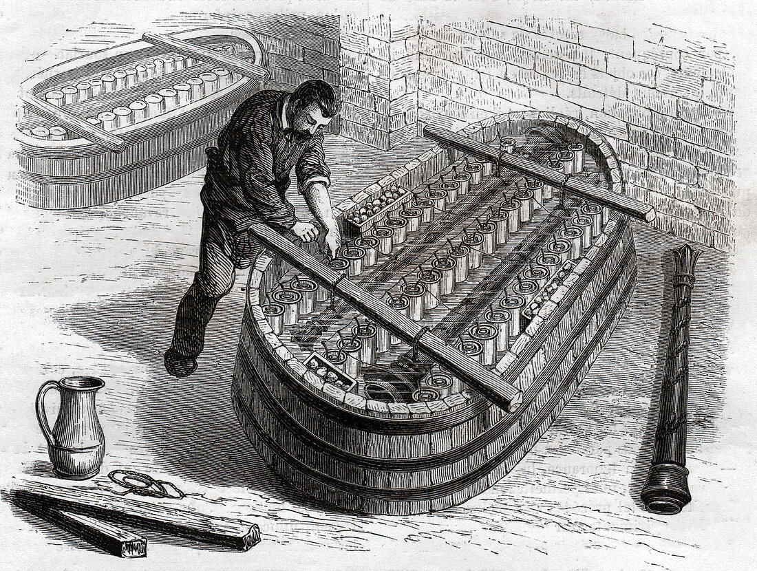 Workers in silversmithery, illustration