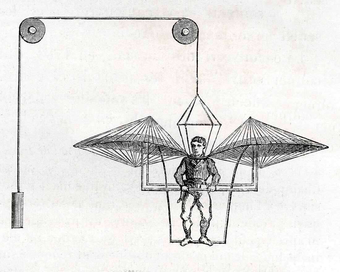 Jean Pierre Blanchard's flying machine, illustration