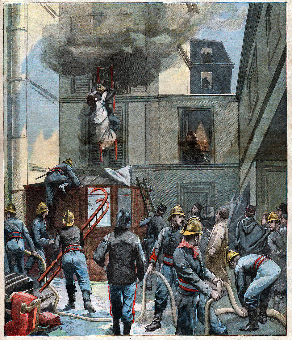 Firemen in Paris, illustration