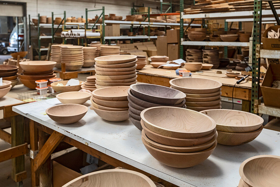 Wooden bowl factory, Michigan, USA