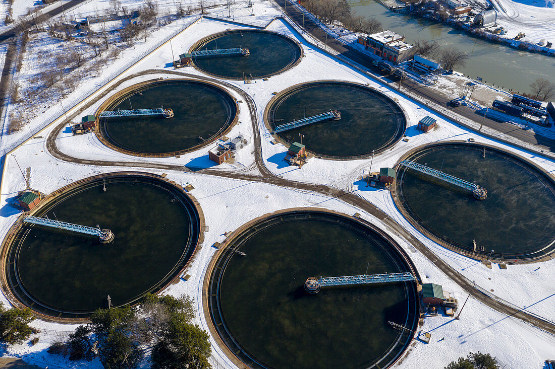 Sewage treatment plant, Michigan, USA