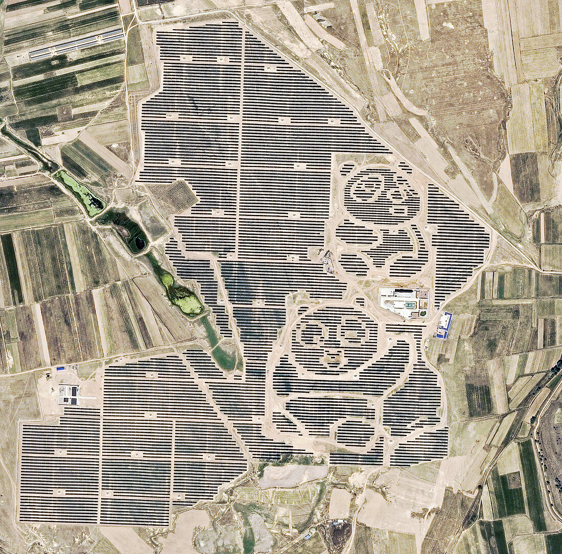 Panda solar farm, China, in 2017, satellite image