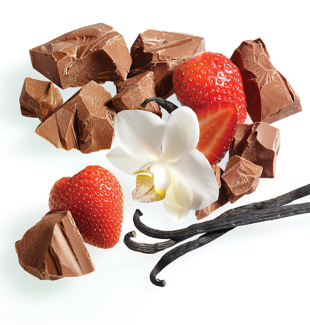 Chocolate, vanilla and strawberries