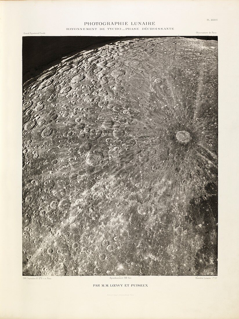 Ray system of Tycho lunar crater, 1900