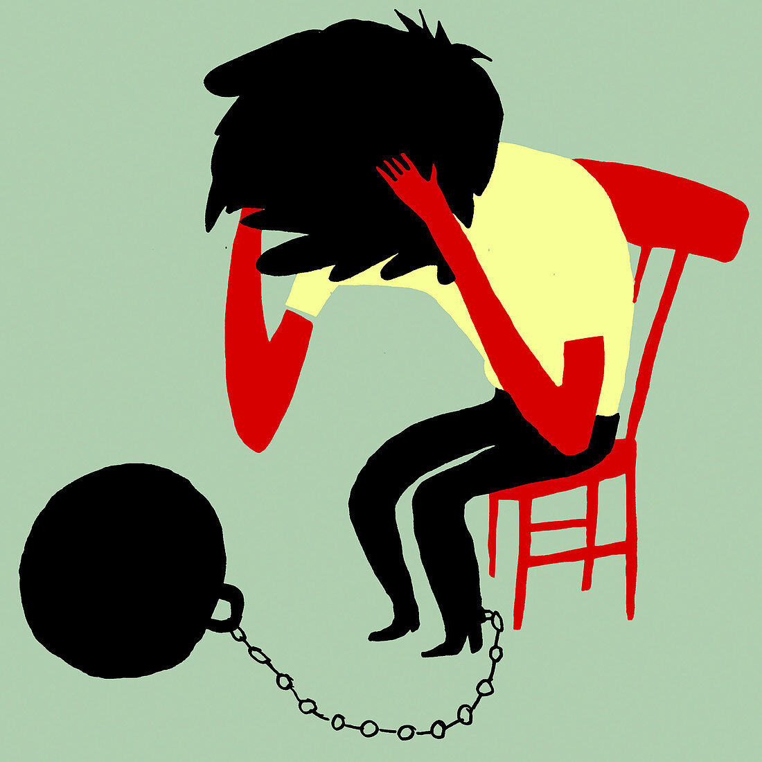 Trapped man, conceptual illustration
