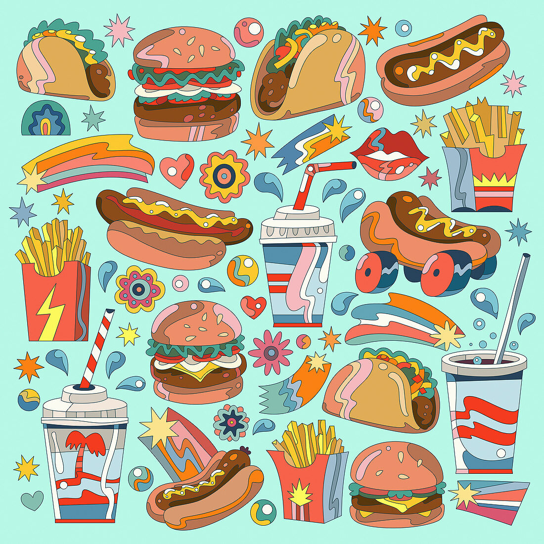 Fast food, illustration