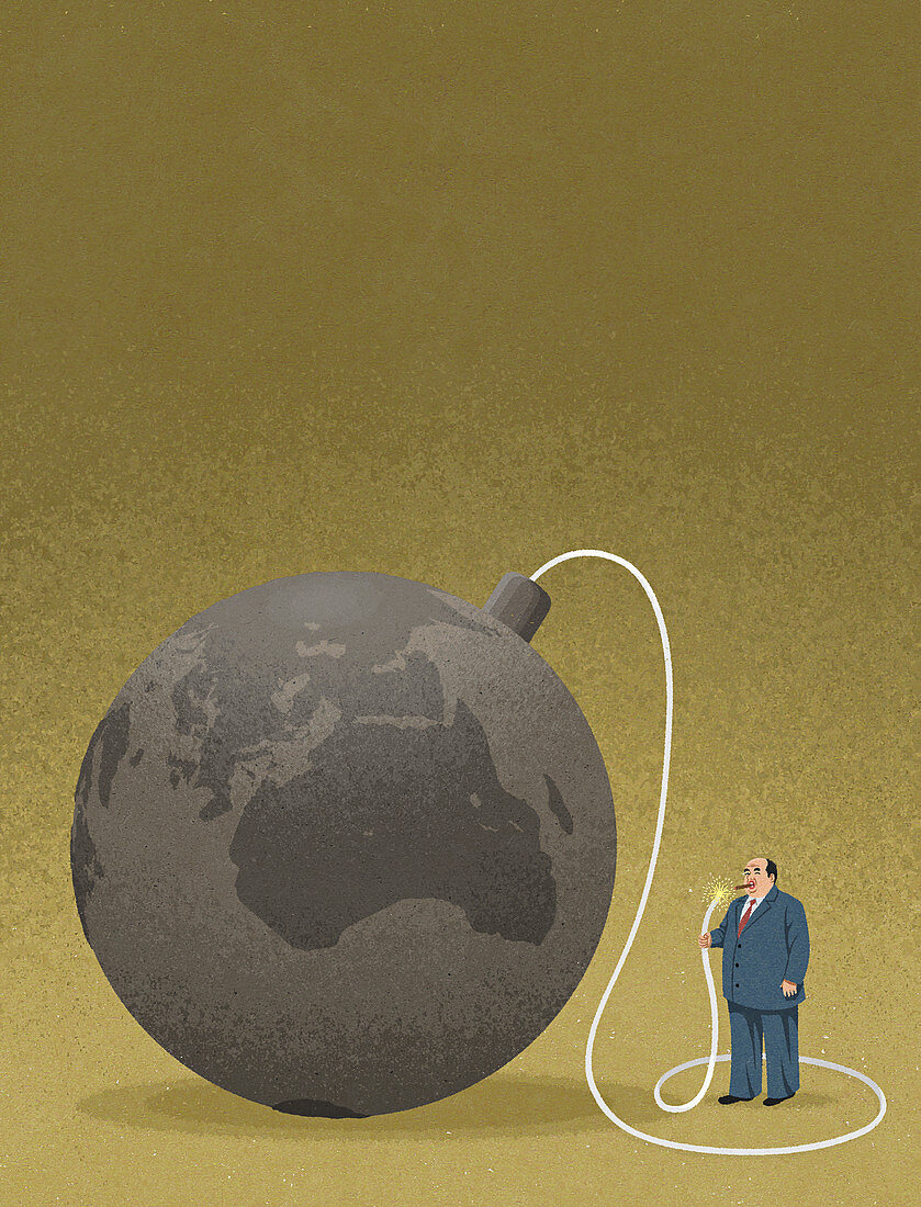 Business destroying planet, illustration