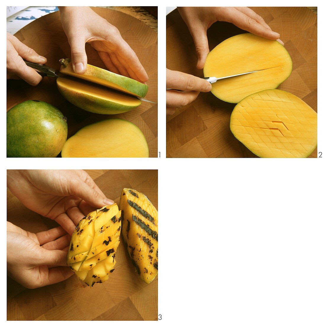 Making grilled mango boats