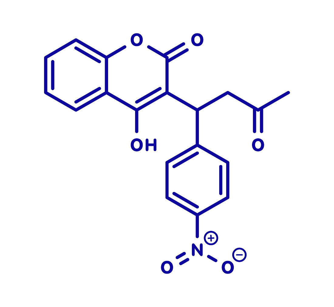 Acenocoumarol anticoagulant drug molecule, illustration