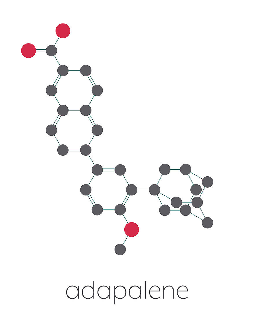 Adapalene acne treatment drug molecule, illustration