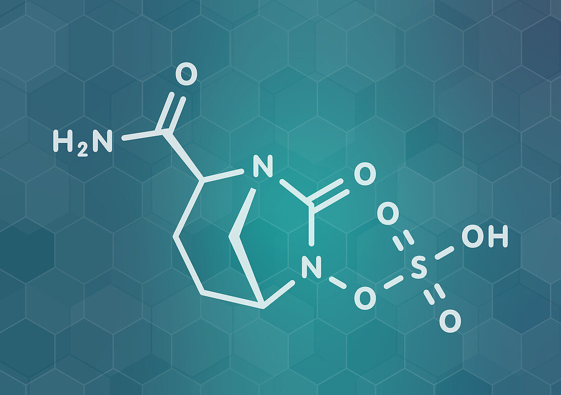 Avibactam drug molecule, illustration