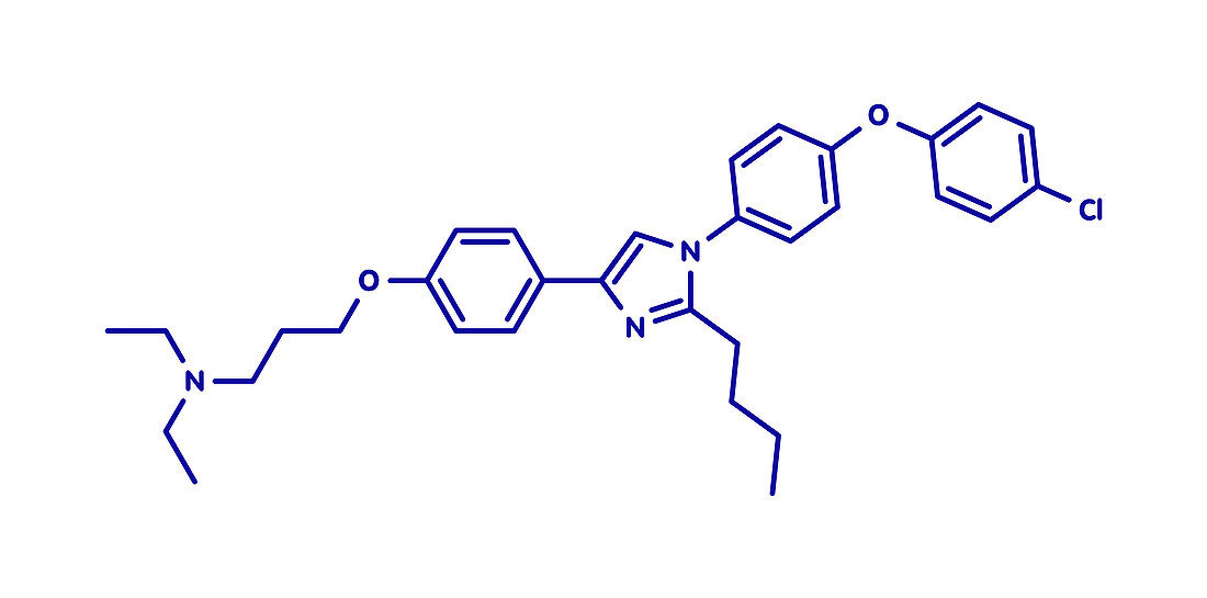 Azeliragon Alzheimer disease drug molecule, illustration