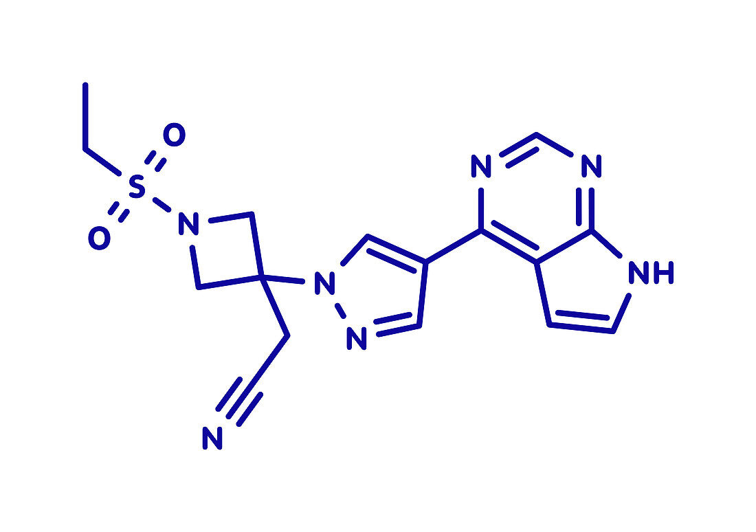 Baricitinib janus kinase inhibitor drug, illustration