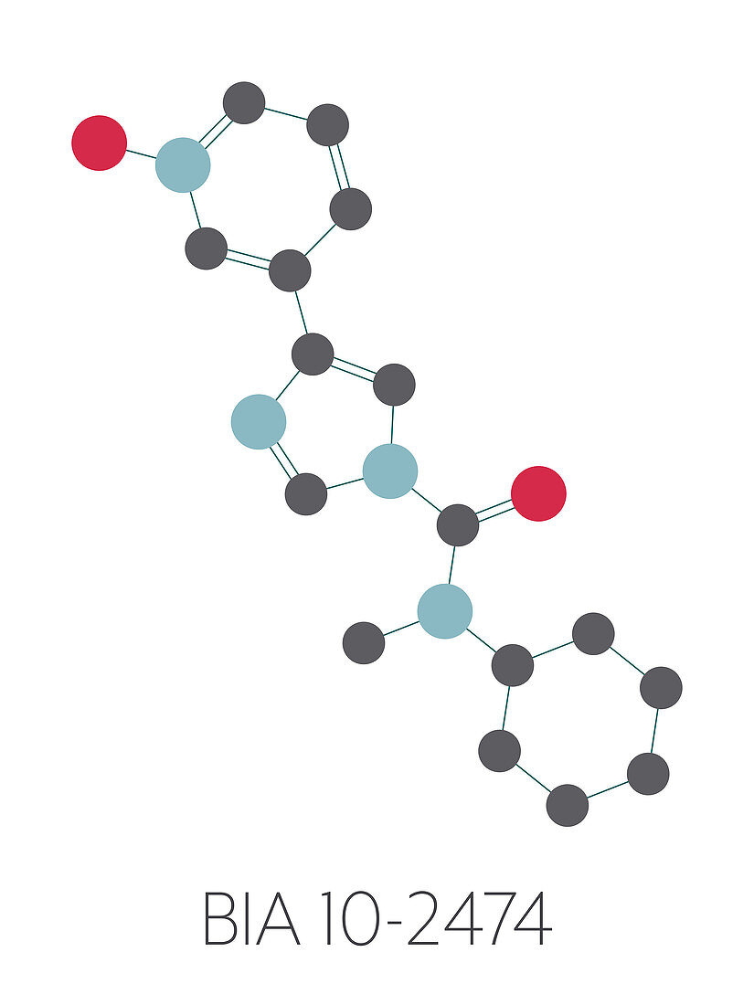 BIA 10-2474 experimental drug molecule, illustration
