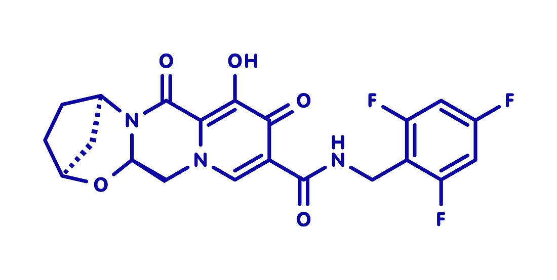Bictegravir antiviral drug molecule, illustration