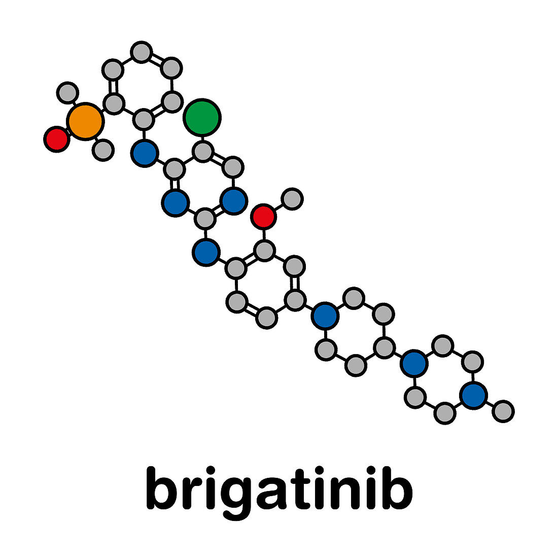 Brigatinib cancer drug molecule, illustration
