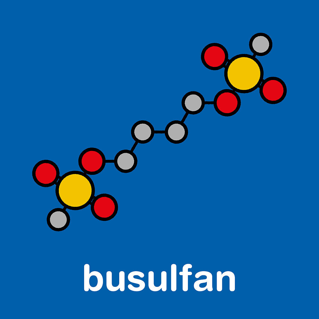 Busulfan cancer drug molecule, illustration